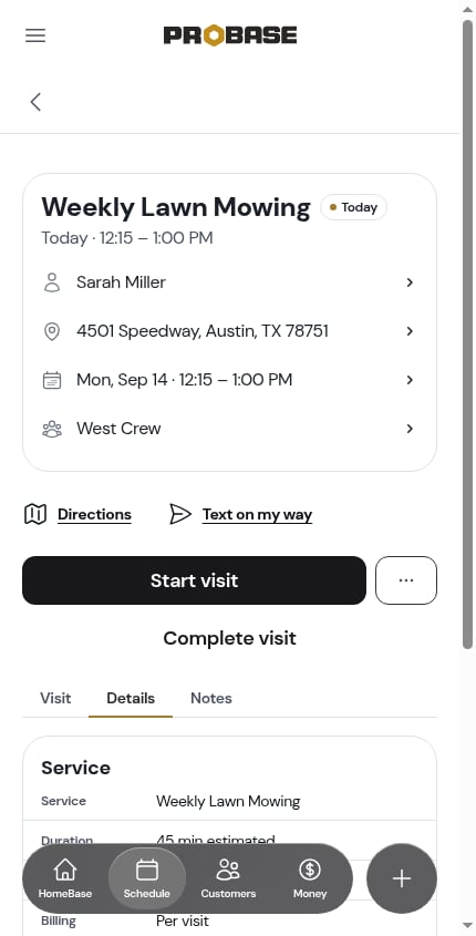 The Property card on the Details tab