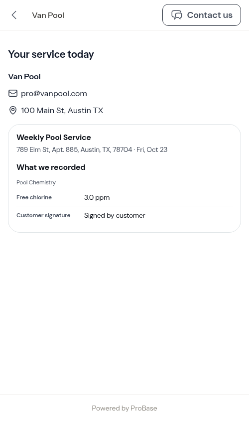 Checklist answers on a customer's document