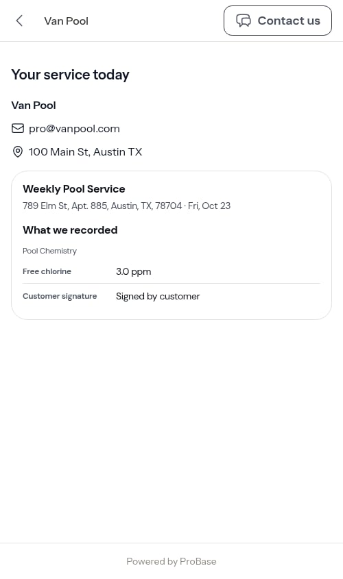 Checklist answers on a customer's document