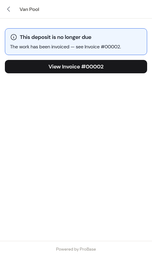 The customer's page for a withdrawn deposit