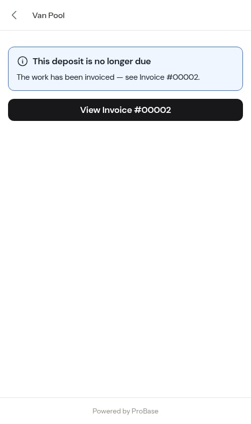 The customer's page for a withdrawn deposit