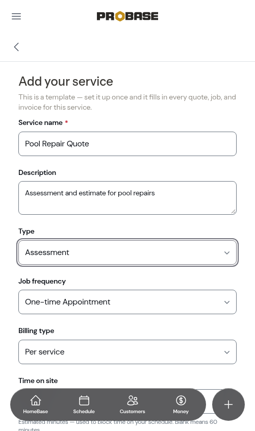 Assessment type selected