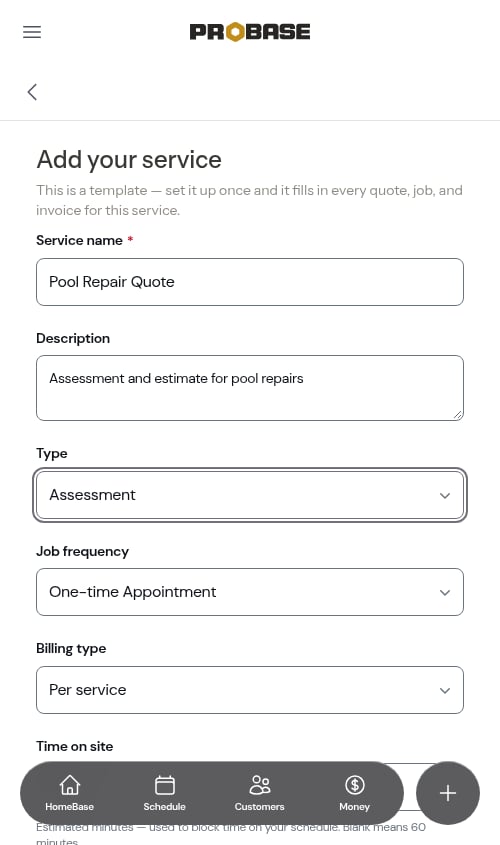 Assessment type selected