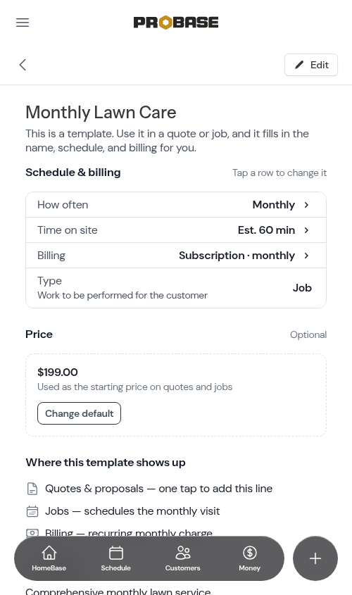 A subscription service in the catalog