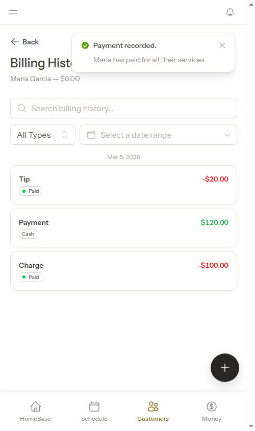 Payment recorded confirmation