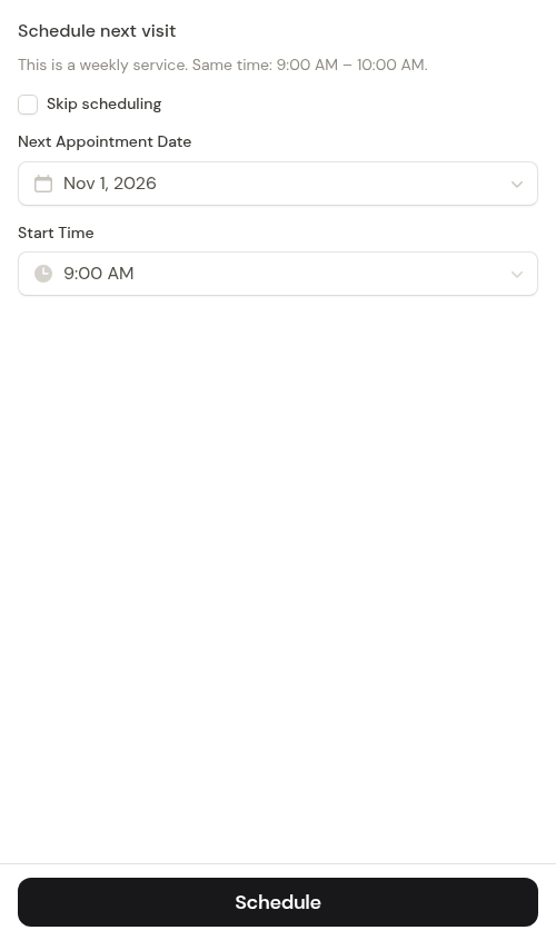 Schedule next visit