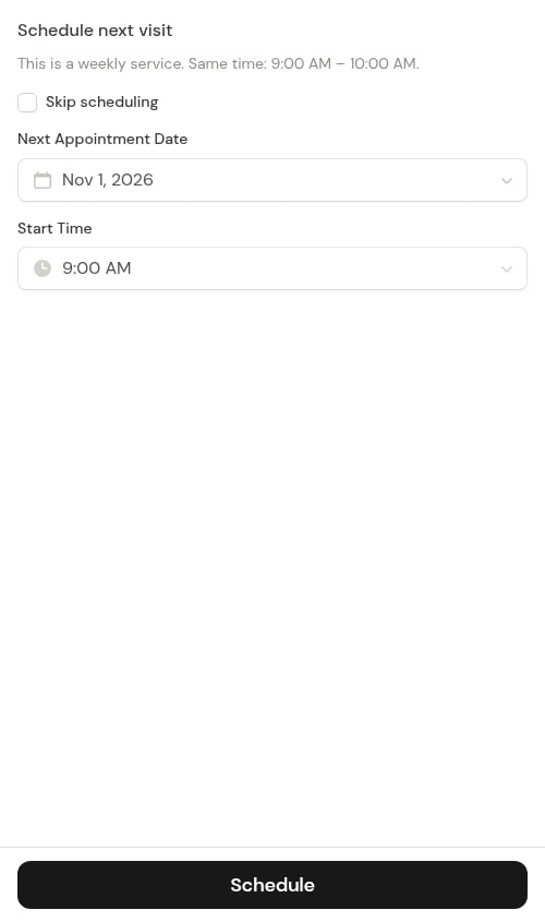 Schedule next visit