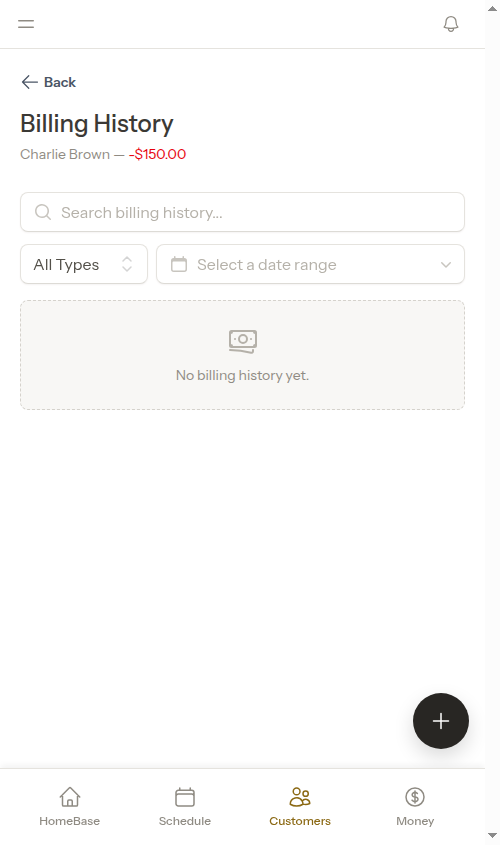 Billing history with balance