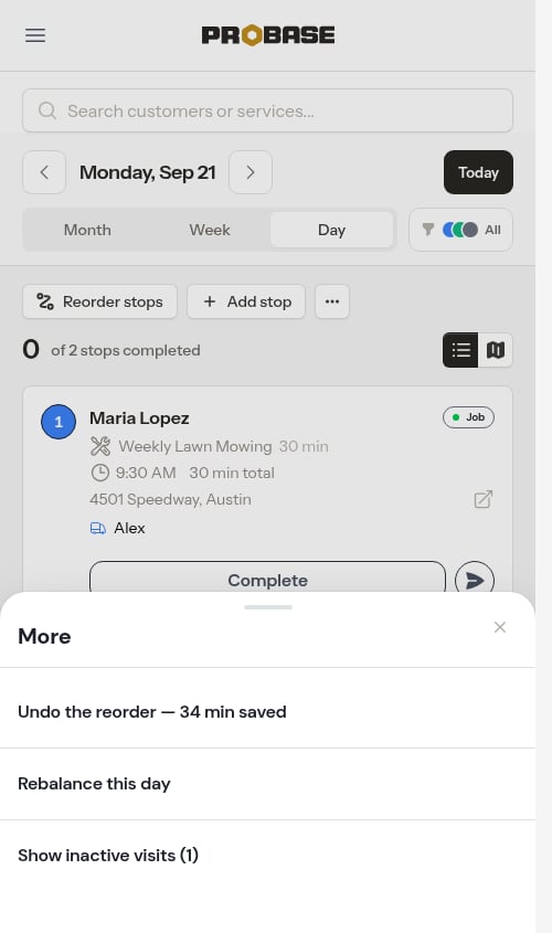 The day's More sheet