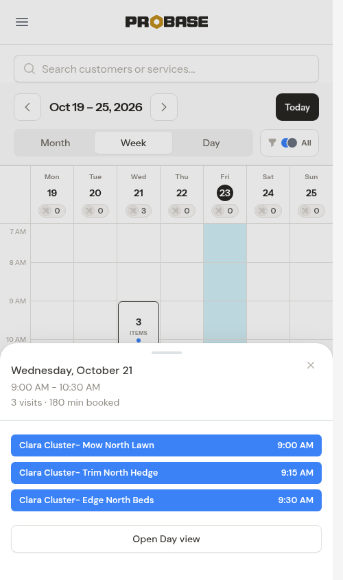 Cluster box tapped, opening the day overview
