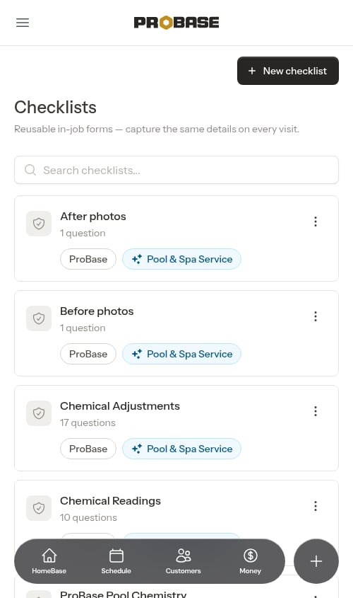 Checklist overflow menu