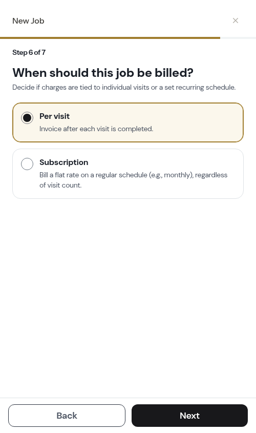 When should this job be billed? step