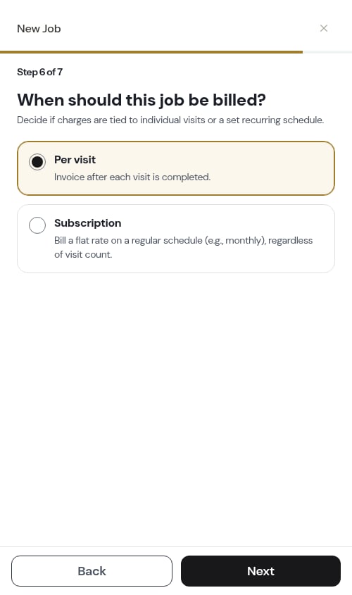 When should this job be billed? step
