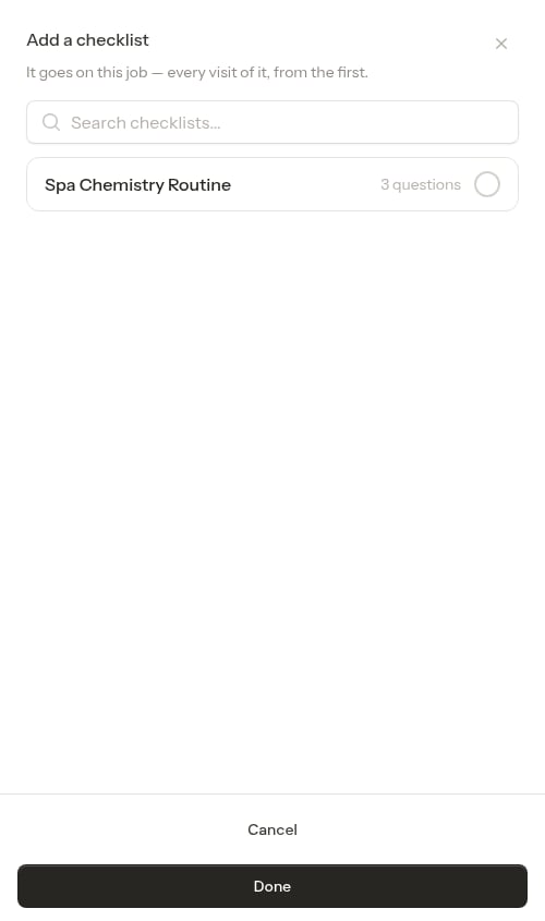 Picking a checklist for a custom service