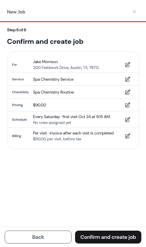 The Checklists row on the confirm step