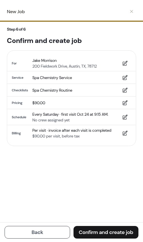 The Checklists row on the confirm step