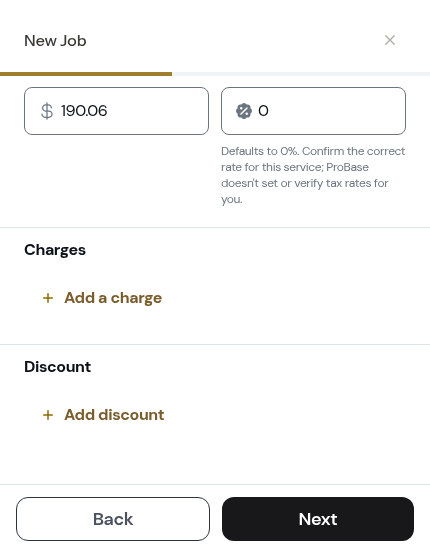 The pricing question scrolled down to the Back button