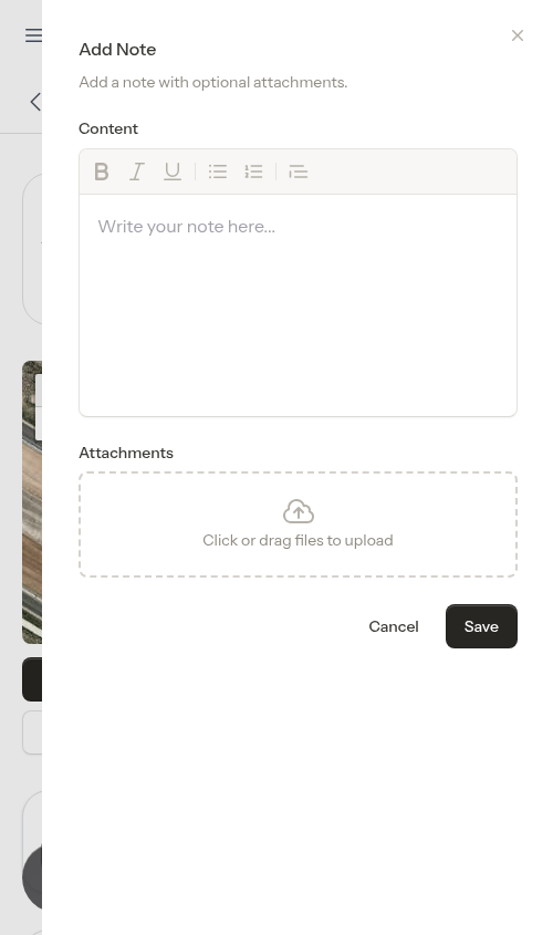 Add Note window