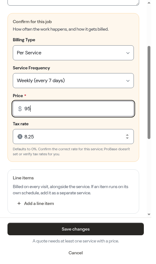 The price updated