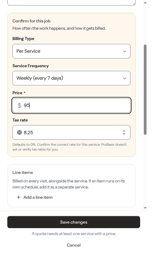 The price updated