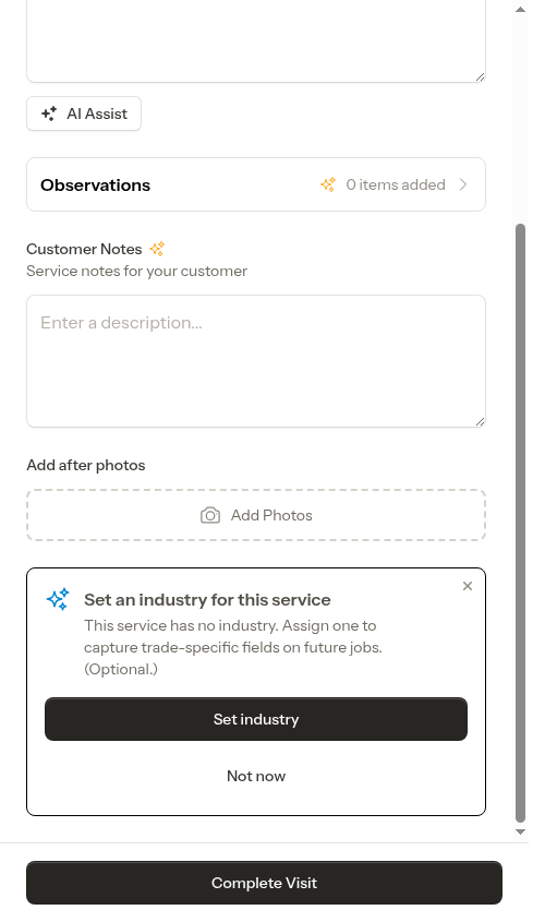 Set-an-industry prompt during completion