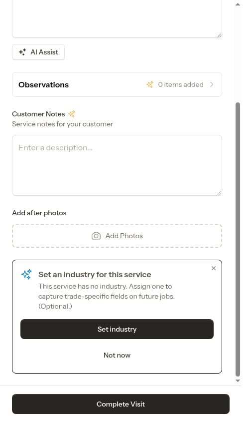 Set-an-industry prompt during completion