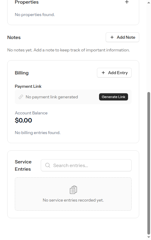 Customer billing section