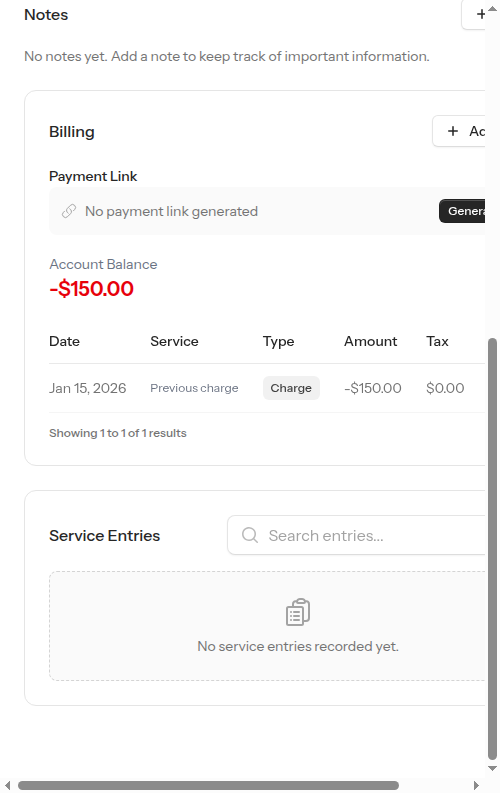 Customer detail page