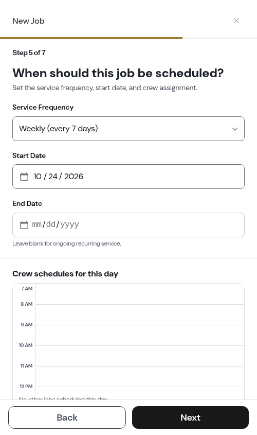 When should this job be scheduled? step