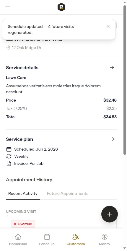 A completed past visit survives a schedule rebuild