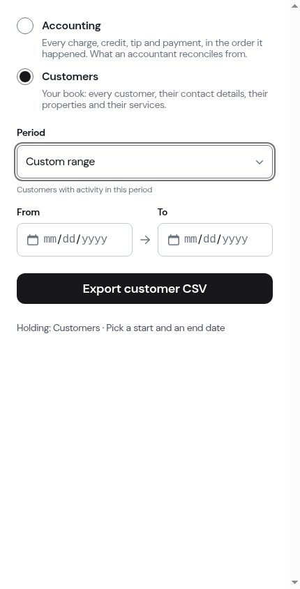 Choosing a custom range