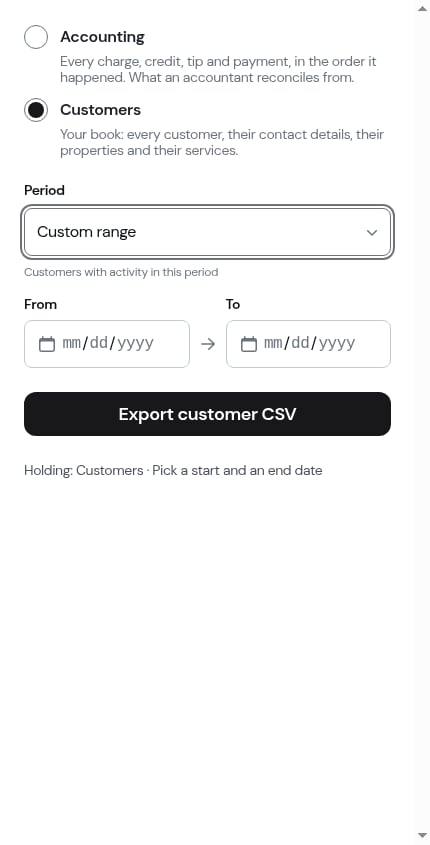Choosing a custom range