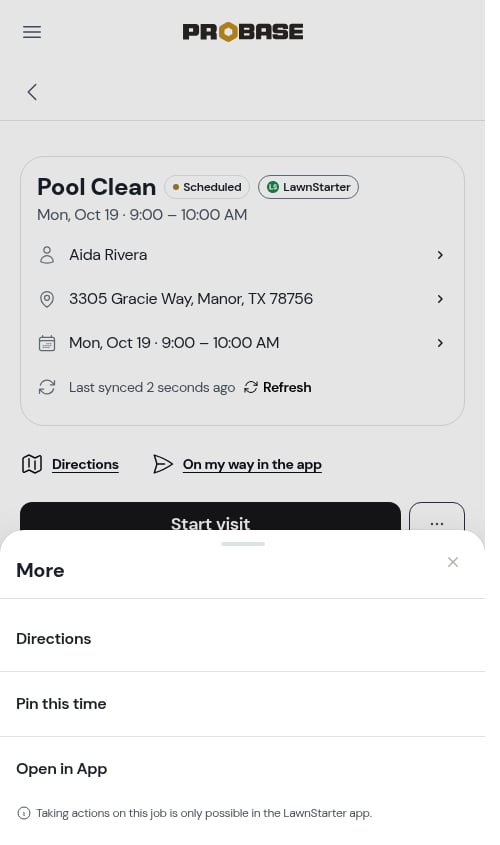 The More sheet on a marketplace visit