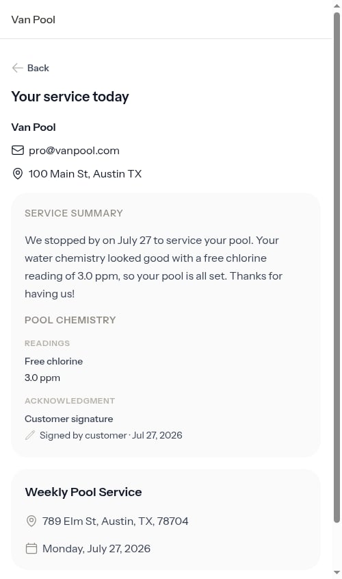 Checklist service report on the customer's document