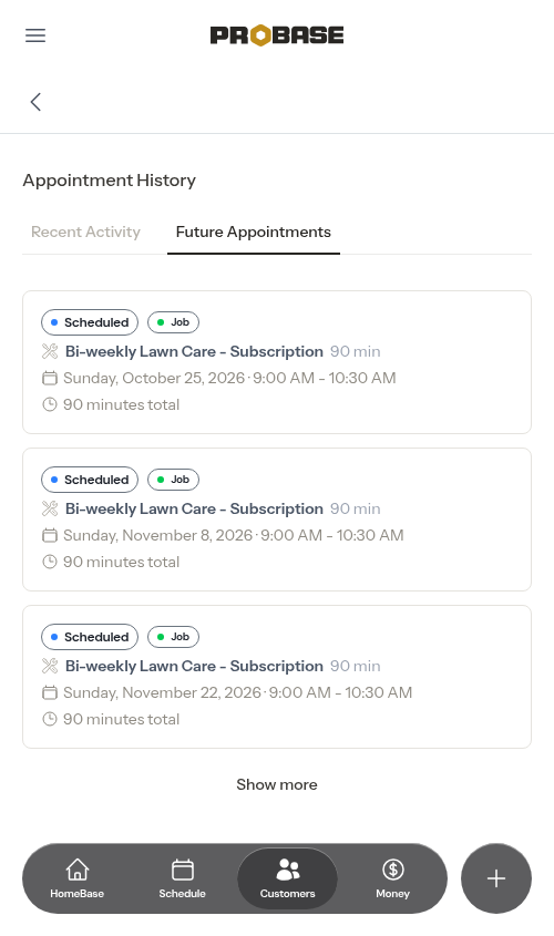 The Future Appointments tab
