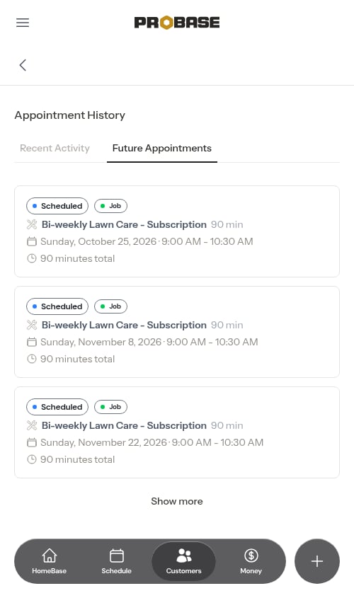 The Future Appointments tab