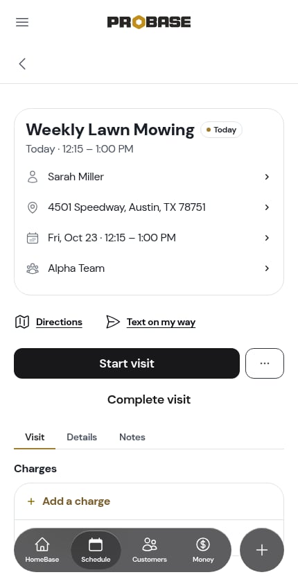 The visit page