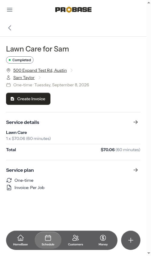 Appointment detail page after navigating from an expanded card