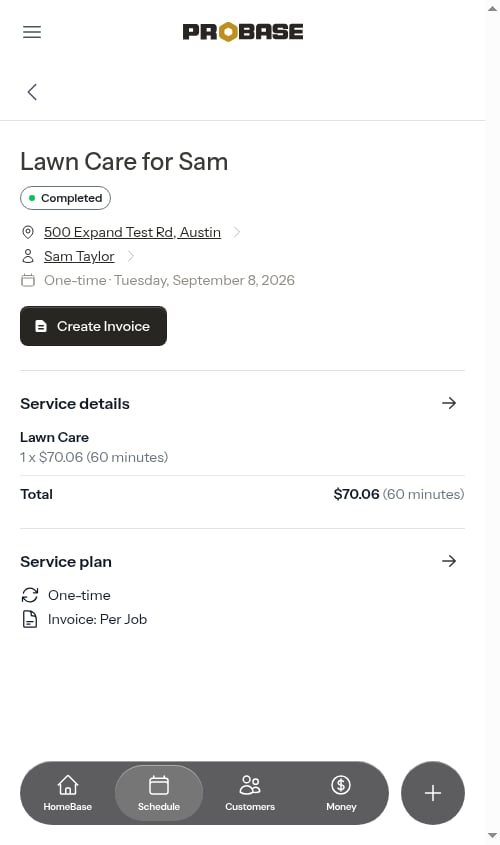 Appointment detail page after navigating from an expanded card