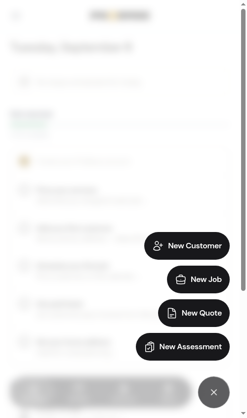 Quick create menu open