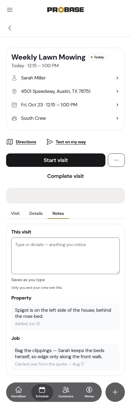 The empty notes pad on a visit