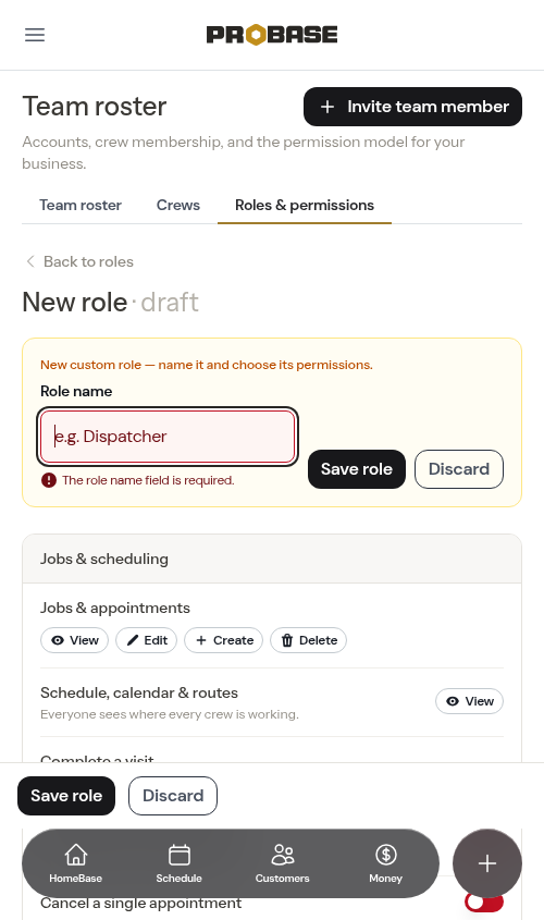 Saving without a role name jumps back to the name field