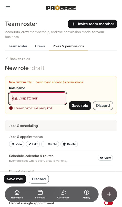 Saving without a role name jumps back to the name field
