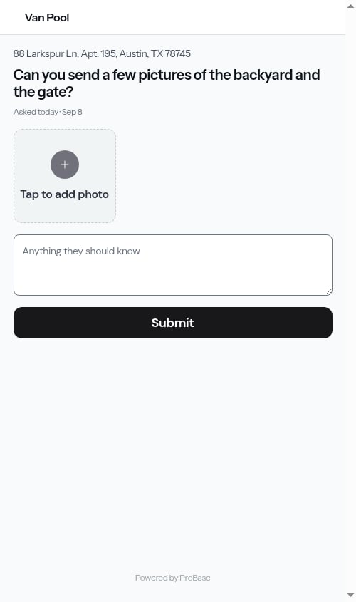 The page the customer opens