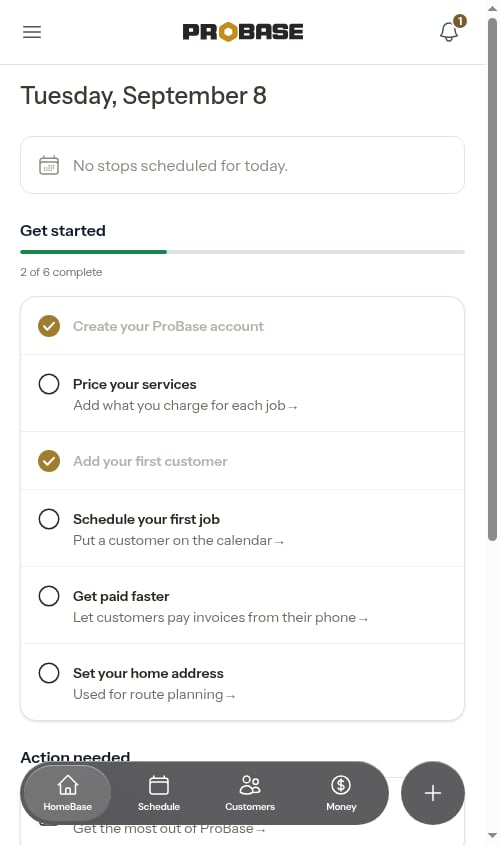 The Updates section on HomeBase