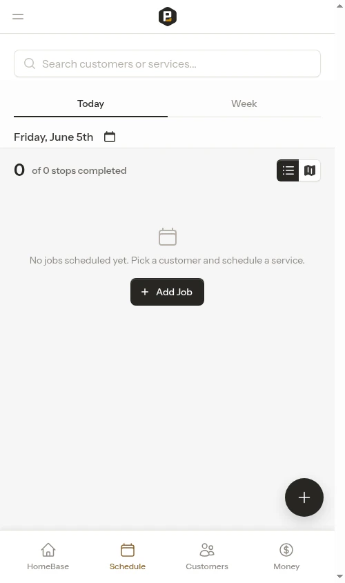 Empty schedule prompting you to add a job