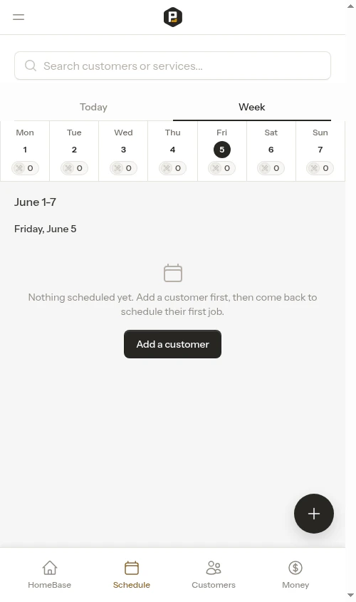 Tapping Week from a past date returns to the week containing today