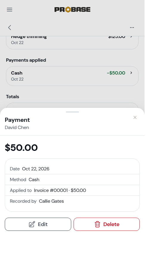 A payment's details