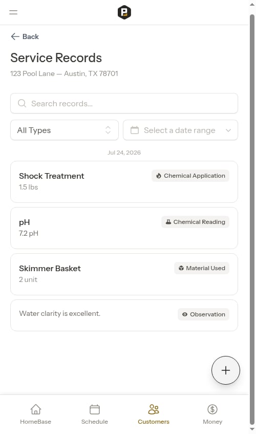 Service records list
