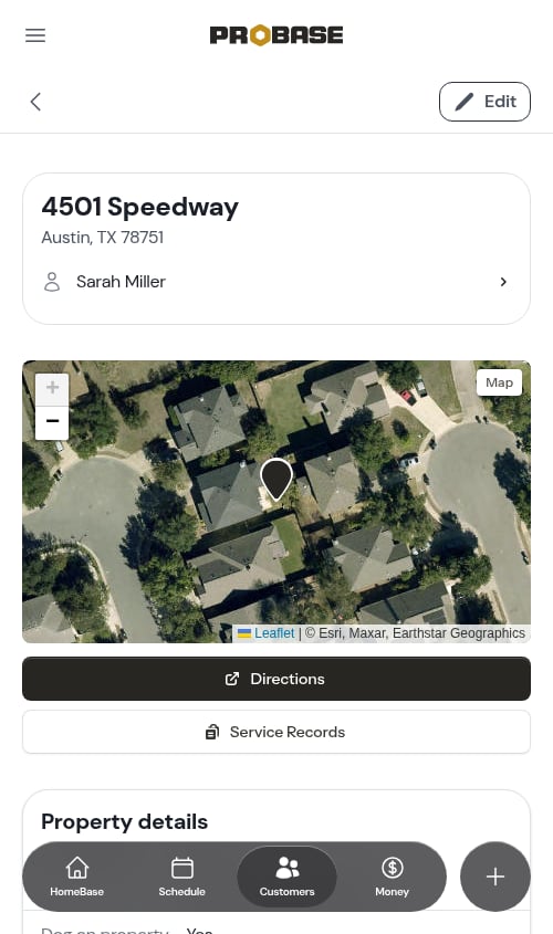 Property details on the property page